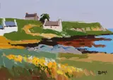 Cottages on Mull Oil by Donald McIntyre, Oil on board, sold Oct 2017