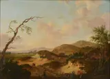 Shooter in a landscape Oil on panel Signed and dated 1764, lower left 39 x 53cm (15 1/4 x 20 7/8in.) by Hendrik Willem Schweickhardt, 1764, Oil on panel, sold Aug 2017