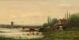 Cows grazing Oil on board Signed, lower right 11.5 x 22cm (4 1/2 x 8 5/8in.) by William Frederick Hulk, Oil on board, offered Aug 2017