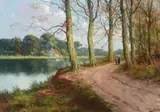 River landscape Oil on canvas Signed, lower right 70 x 101cm (27 1/2 x 39 3/4in.) by Hendrik Mathys, Oil on canvas, offered Aug 2017