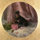 Seated Manchester Terrier with flowers Oil by Maud Earl, 1890, Oil on canvas, offered Aug 2017