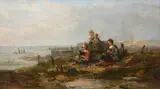 A group of fisherwomen and children looking out to sea Oil by John Hillier, 1860, Oil on canvas, offered Aug 2017