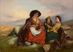 A shared meal Oil on canvas Signed with initials, lower centre 38.5 x 54cm (15 3/16 x 21 1/4in) by Charles Dukes, Oil on canvas, sold Aug 2017