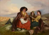 A shared meal Oil on canvas Signed with initials, lower centre 38.5 x 54cm (15 3/16 x 21 1/4in) by Charles Dukes, Oil on canvas, sold Aug 2017