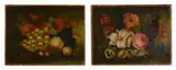 Still life of flowers; Still life of fruit A pair Oil on canvas Each signed, lower left Each 23 x 30.5cm (9 x 12in.) (2) by Edwin Steel, Steel, offered Aug 2017