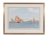Venetian fishing boats leaving port Watercolour Signed, lower right 35 x 50cm (13 3/4 x 19 1/2in) Exhibited: J by Norman Wilkinson, Watercolour, offered Aug 2017