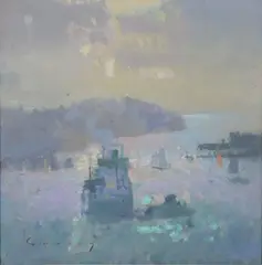 Fowey Harbour Oil by Frederick Cuming, Oil on board, sold Aug 2017