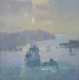 Fowey Harbour Oil by Frederick Cuming, Oil on board, sold Aug 2017