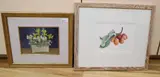 Still life of plums on a branch by Marian Tumelty Vprms, watercolour, sold Nov 2020