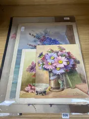 A group of six watercolours of flowers by Edith Alice Andrews, watercolor, sold Nov 2020
