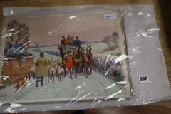 A set of four Victorian winter coaching scenes by Savile Lumley, watercolour, sold Nov 2020