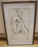 Seated female nude by John Skelton, 1978, watercolour, sold Nov 2020