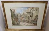 Street scene with equestrian and other figures by Charles Cattermole, watercolour, sold Nov 2020