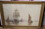Shipping on the Thames by Frederick James Aldridge, watercolour, sold Nov 2020