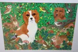 Dogs, rabbits and birds by Sylvia Emmons, gouache, sold Nov 2020