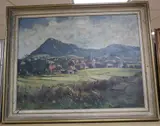 View of an alpine town by Wilhelm Kehrer, oil on board, offered Oct 2020