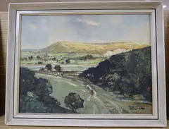 View from Coombe above Offham, Lewes by Godwin Bennett, oil on canvas, sold Oct 2020