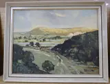 View from Coombe above Offham, Lewes by Godwin Bennett, oil on canvas, sold Oct 2020