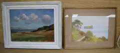Coastal landscape by Reginald Daniel Sherrin, gouache, offered Oct 2020