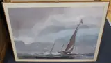 Yacht at sea by Peter J. Carter, oil on board, sold Oct 2020
