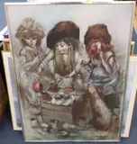 Street urchins drinking tea by Barry Leighton-Jones, oil on canvas, sold Oct 2020
