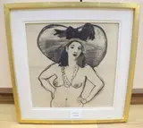 The Large Hat by Michael Whittlesea, charcoal, sold Oct 2020