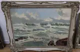 Waves breaking on the shore by Errol Boyley, oil on board, sold Oct 2020