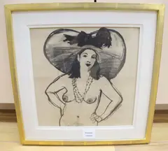 The Large Hat by Michael Whittlesea, charcoal, sold Oct 2020