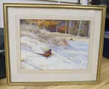 Pheasant in winter by Philip Rickman, 1975, watercolour, sold Oct 2020