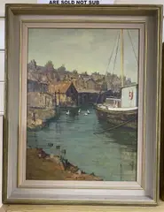 Back of the harbour, Newhaven by Mary Remington, oil on board, sold Oct 2020