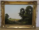 Travellers in a landscape by Ronald Horsewell, oil on canvas, sold Oct 2020