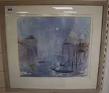 Gondolas, Venice by Barbara Dorf, watercolour, sold Oct 2020