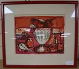 Still life of flowers in a vase by Robin Philipson, lithograph, sold Oct 2020