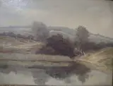 Open landscape with pond, label verso, 30 x 39cm by Antoon Markus, oil on canvas, sold Oct 2020