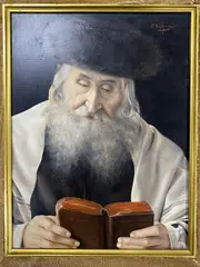 Rabbi reading the bible by Otto Eichinger, oil on panel, sold Oct 2020