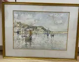 Fishing boats in harbour by Harry Wanless, watercolour, sold Oct 2020