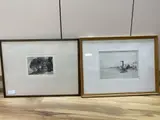 Cottages amongst tree by George Clausen, etching, sold Oct 2020