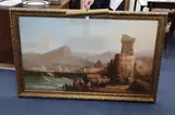 Italianate harbour scene, 76 x 127cm by John Cheltenham Wake, oil on canvas, sold Oct 2020