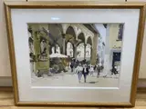 Figures beside an Italian market place by John Yardley, watercolour, sold Oct 2020