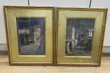 Cottage interiors by S. Dockery, watercolor, sold Oct 2020
