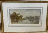 Cattle and punt with Windsor Castle in the distance by Edward Beecham Lait, watercolour, sold Oct 2020