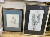 Seated nude and a similar drawing by another hand by Betty Swanwick, pencil, sold Oct 2020