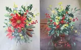 Christmas floral arrangements by Albert Williams, oil on canvas board, sold Aug 2020