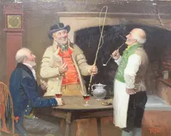 Tavern scene by George Fox, oil on board, sold Aug 2020