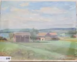 Farmhouses in a landscape by Per Fredriks, oil on canvas, offered Aug 2020