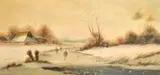 Winter scene with figures skating on a frozen river by M. Trolaski, oil on canvas, offered Nov 2021