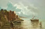 Italian, A Mediterranean scene with boats by Antonio de Vity, oil on canvas, offered Nov 2021