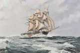 Dreadnought' in open waters by Robin Brooks, oil on canvas, offered Nov 2021