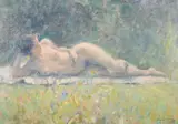 Desnudo Sobre la Hierbe by Ricardo Cejudo Nogales, oil on canvas, sold Nov 2021