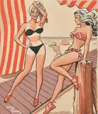 My only regret is I didn't buy this bikini earlier in the holiday by Arthur Ferrier, ink, sold Nov 2021